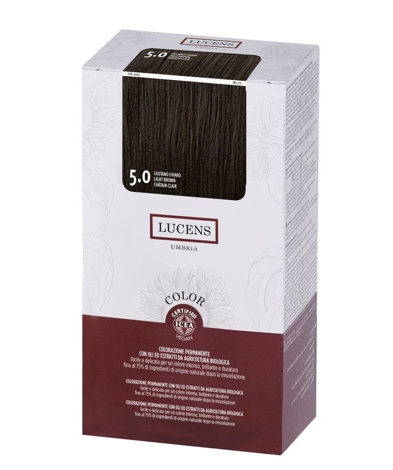 Lucens Hair Color Light Brown 5.0Free from PPD Ammonia, Resorcinol, Silicones, Alcohol, SLS- SLES, Mineral Oils, Parabens & Synthetic Fragrance