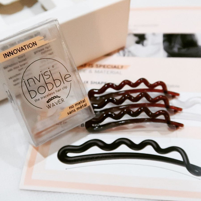 INVISIBOBBLE WAVER Hair Clip Pretty Dark , 3 Pack - No Metal, Traceless, Strong Hold, Easy Removal - Suitable for All Hair Types