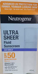 Neutrogena Ultra Sheer Fluid Sunscreen Age Shield SPF50 -40ml