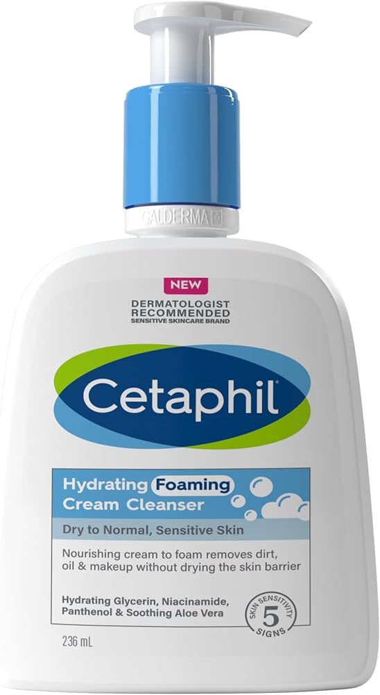 Cetaphil Hydrating Foaming Cream Cleanser, Dry to Normak, sensitive skin- 236ml