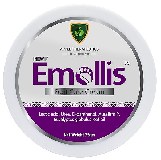 Emollis Foot Care Cream for Cracked Feet (75g) - Intensive Moisturizing Treatment for Dry Rough & Calloused Feet | Lactic Acid Urea D-Panthenol & Natural Eucalyptus Essential Oil-75gm