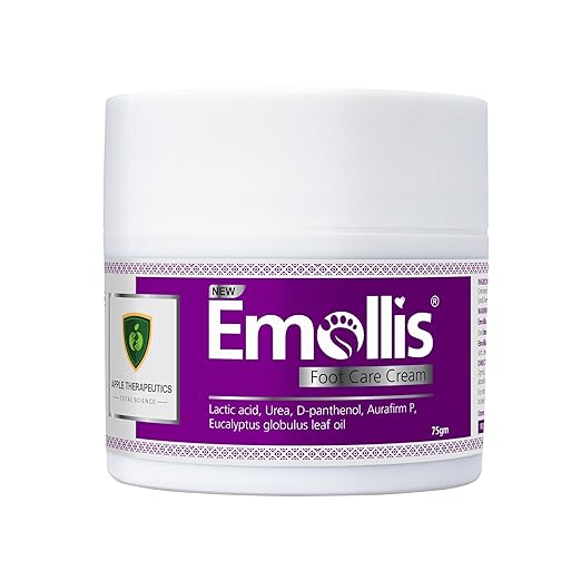 Emollis Foot Care Cream for Cracked Feet (75g) - Intensive Moisturizing Treatment for Dry Rough & Calloused Feet | Lactic Acid Urea D-Panthenol & Natural Eucalyptus Essential Oil-75gm