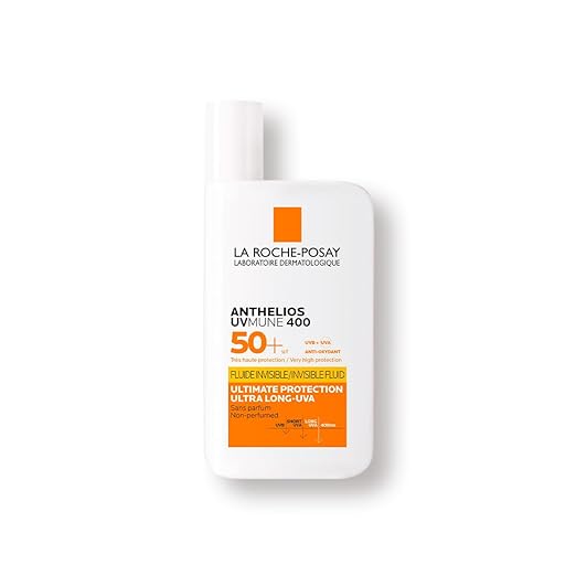 La Roche-Posay Anthelios Sunscreen UVMune 400 Invisible Fluid SPF50 PA++++ Broad Spectrum UV Protection, Ultra-Lightweight, Non-Perfumed, for Sensitive Skin, 50 ml