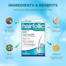 Wellman Hairfollic Hair supplements for Men with zinc, selenium, lignans that supports hair growth, provide strength to hair roots-30 Tablets(1box)