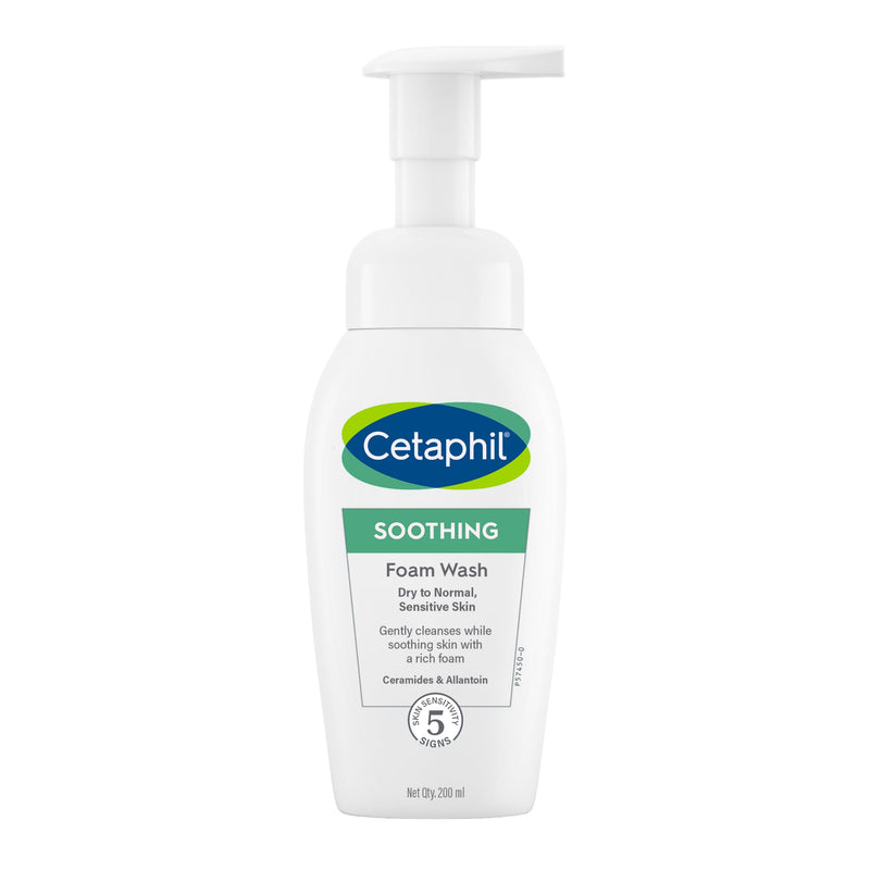 Cetaphil Soothing Foam Wash for Dry to Normal, Sensitive Skin with Ceramides -200ml
