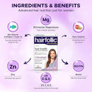 Wellwoman Hairfollic supplements with Advanced Hair Nutrition formula for Women with Biomarine collagen complex, Biotin & Zinc that support hair growth & maintain healthy hair- 30 Tablets(1 box)
