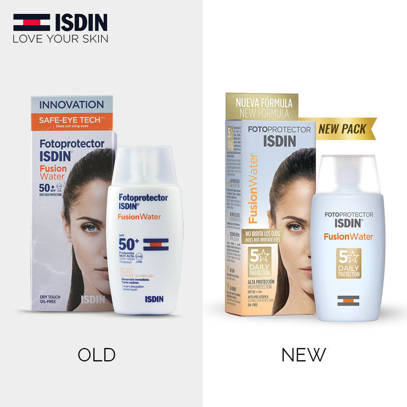 ISDIN Fotoprotector Fusion Water SPF50, 50 ml I Sunscreen for face I water-based I oil-free I sensitive skin I paraben free I make up friendly
