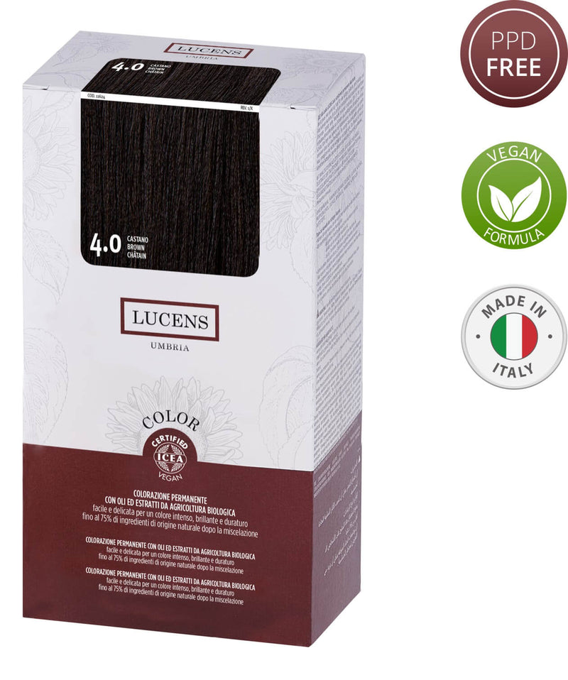 Lucens Hair Color Brown 4.0 Made in Italy 145ml