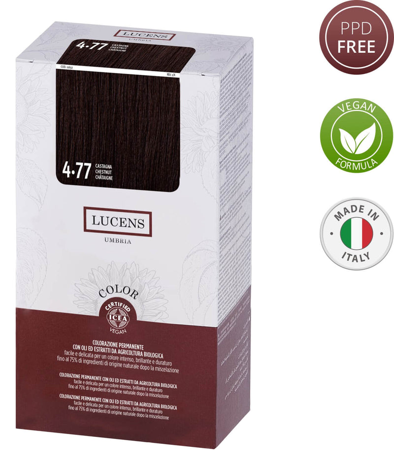 Lucens Hair Color Chestnut 4.77  Made in Italy 145ml