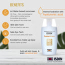 ISDIN Fotoprotector Fusion Water SPF50, 50 ml I Sunscreen for face I water-based I oil-free I sensitive skin I paraben free I make up friendly