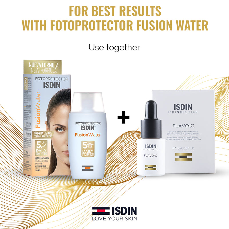 ISDIN Fotoprotector Fusion Water SPF50, 50 ml I Sunscreen for face I water-based I oil-free I sensitive skin I paraben free I make up friendly