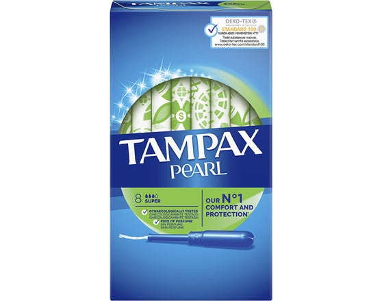 Tampax Pearl Plastic Super Tampons - 8 Count