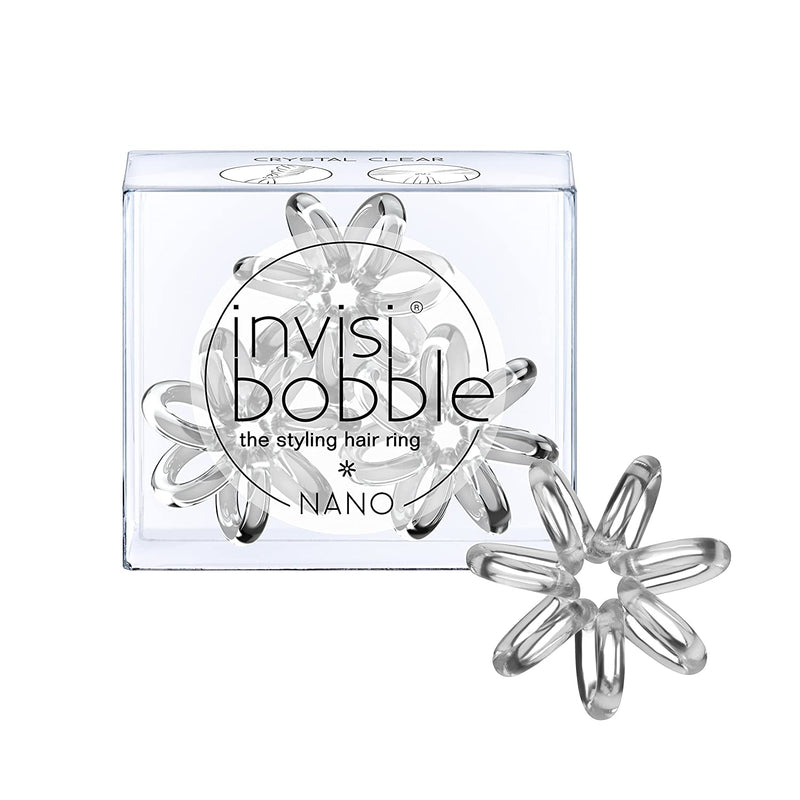 INVISIBOBBLE Nano Crystal Clear Hair Styling Ring with Strong Grip-Pack of 3
