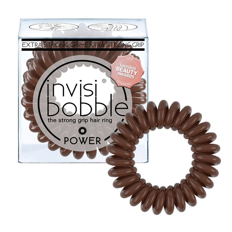 INVISIBOBBLE Power Pretzel Brown Hair Ties, Extra Strong Grip for Think Hair, Hair Accessories for Women - Pack of 3
