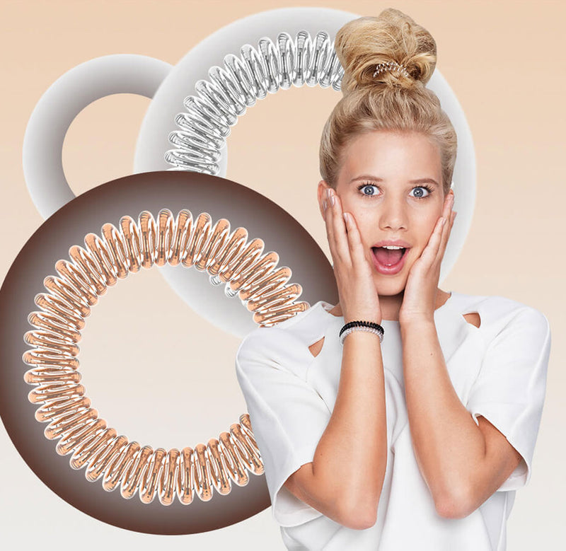 INVISIBOBBLE SLIM Bronze Me Pretty Hair Ring Pack of 3 No Kink, Strong Hold, Stylish Bracelet - Suitable for All Hair Types