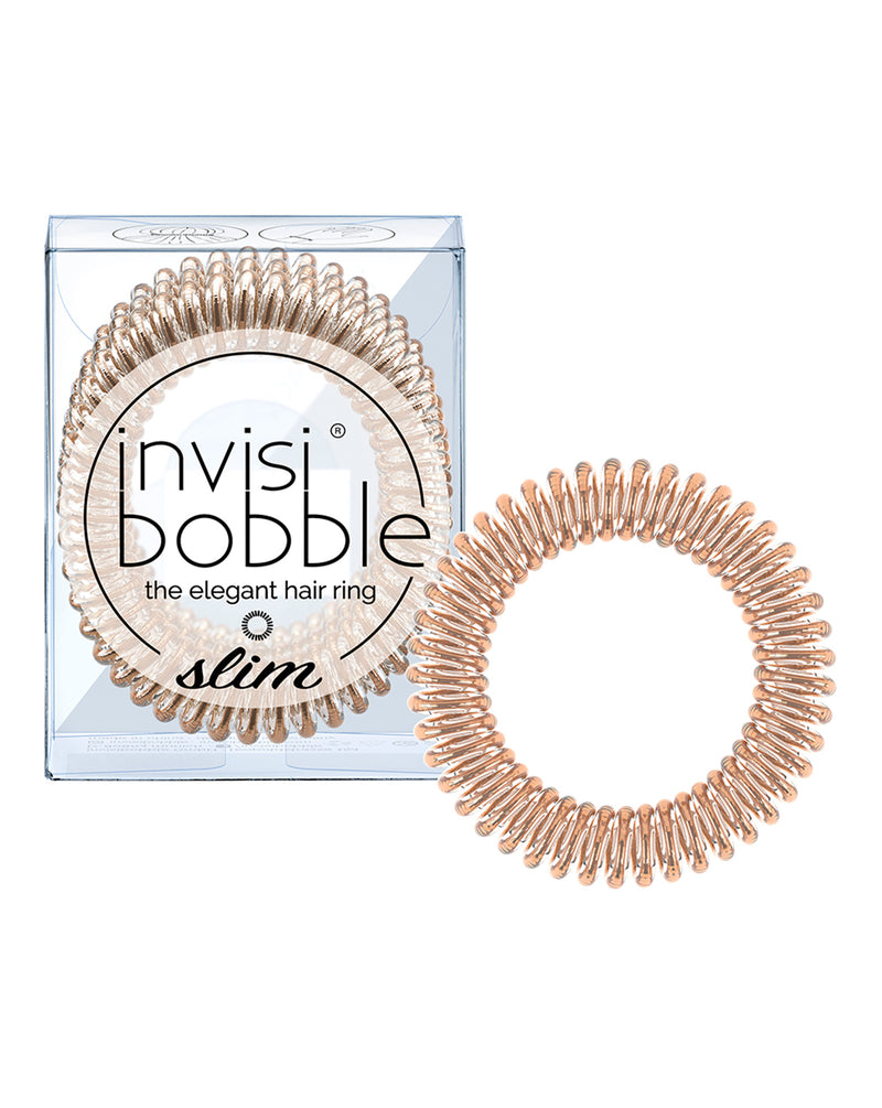 INVISIBOBBLE SLIM Bronze Me Pretty Hair Ring Pack of 3 No Kink, Strong Hold, Stylish Bracelet - Suitable for All Hair Types