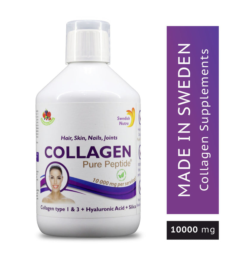 Swedish Nutra- Hydrolised Collagen Type 1&3 - 10000 mg +Biotin + Hyaluronic Acid-500 ml